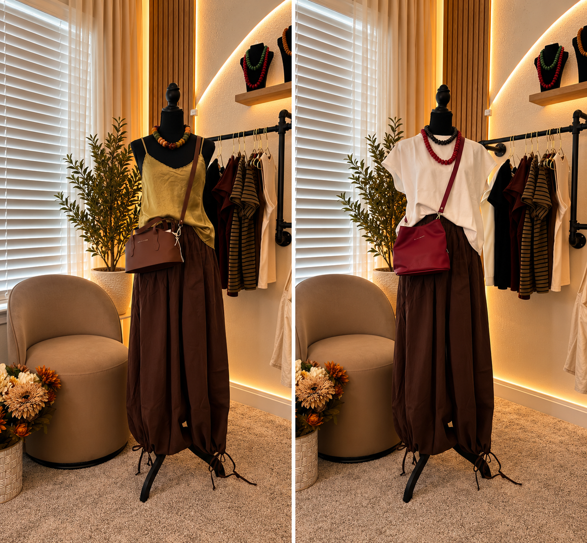 Pleated Waist Balloon Pants