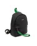 Morral Bruno Negro - vista lateral con detalles verde esmeralda y correa PARCHITA