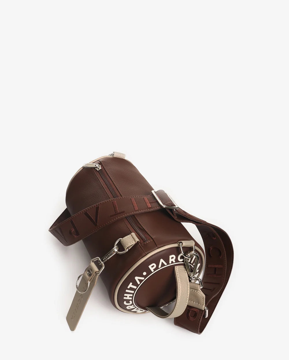 Bandolera Cirilo Marron Parchita - vista superior con correas