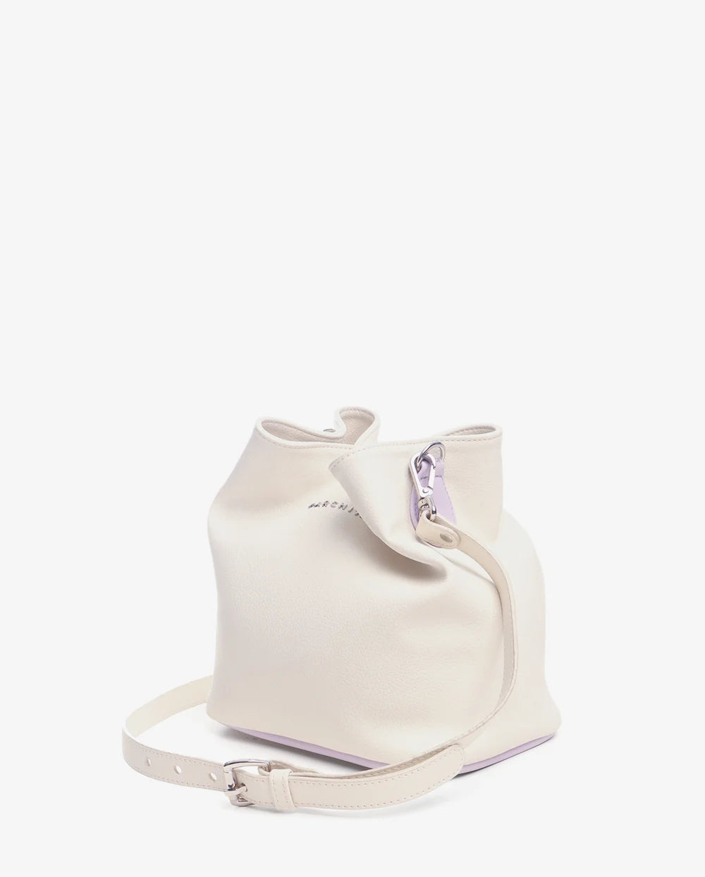 Cartera Ellen Ivory x Mora - vista lateral bucket bag