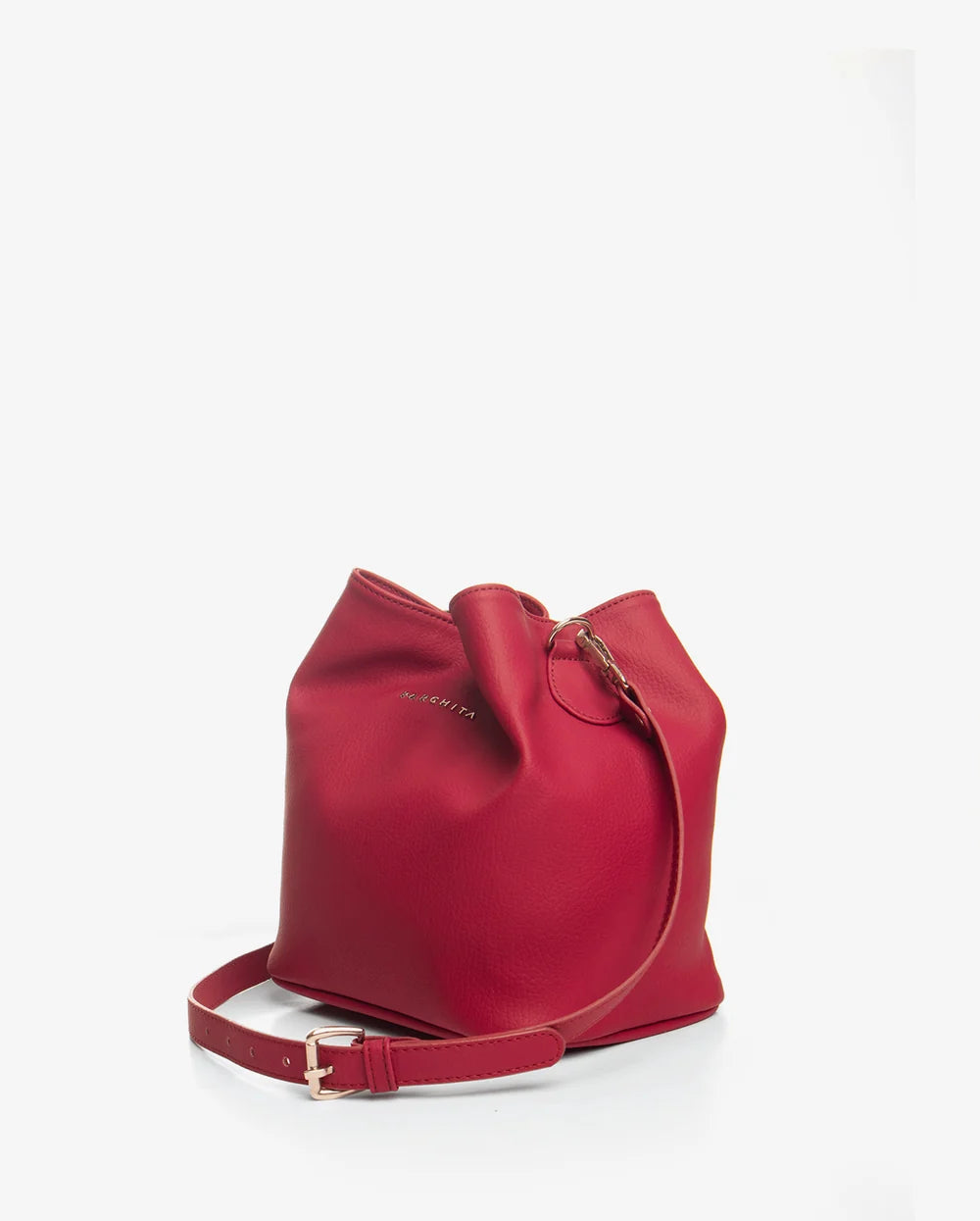 Cartera Ellen Merlot - vista lateral bucket bag