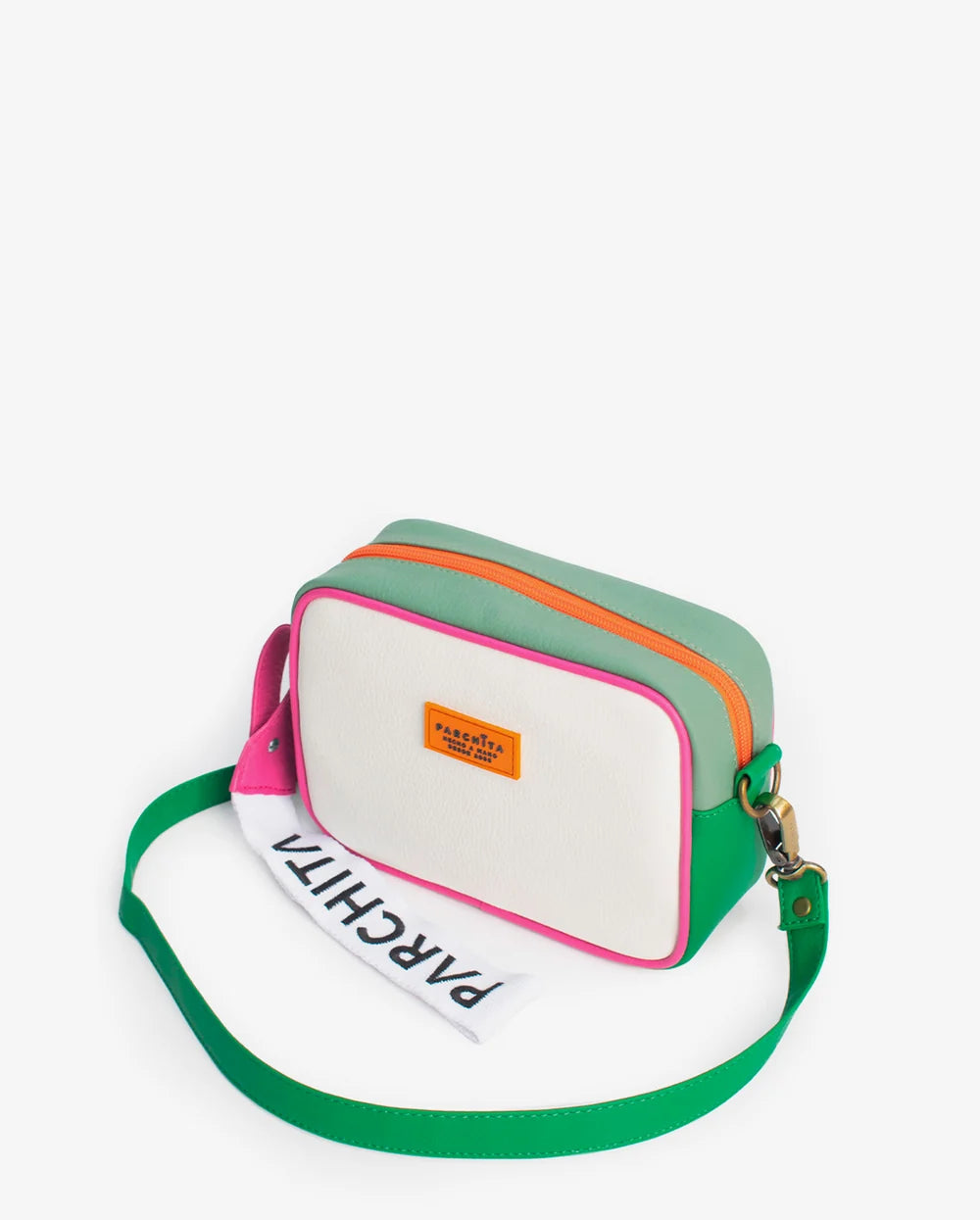 Bandolera Mika Blanco - vista lateral con correa verde