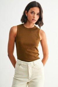 Knit Sleeveless Top -  Dark Olive