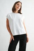 Cap Sleeve Knit Top | Off White