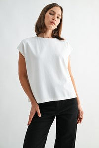 Cap Sleeve Knit Top | Off White