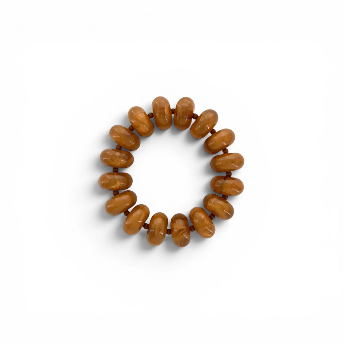 Amber rondelle beaded stretch bracelet