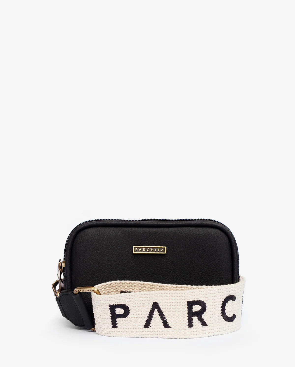 Funny Pack Marsella Negro - vista frontal con correa PARCHITA