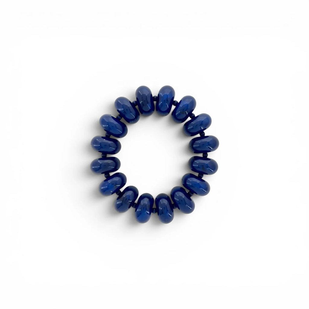 Navy blue rondelle beaded stretch bracelet