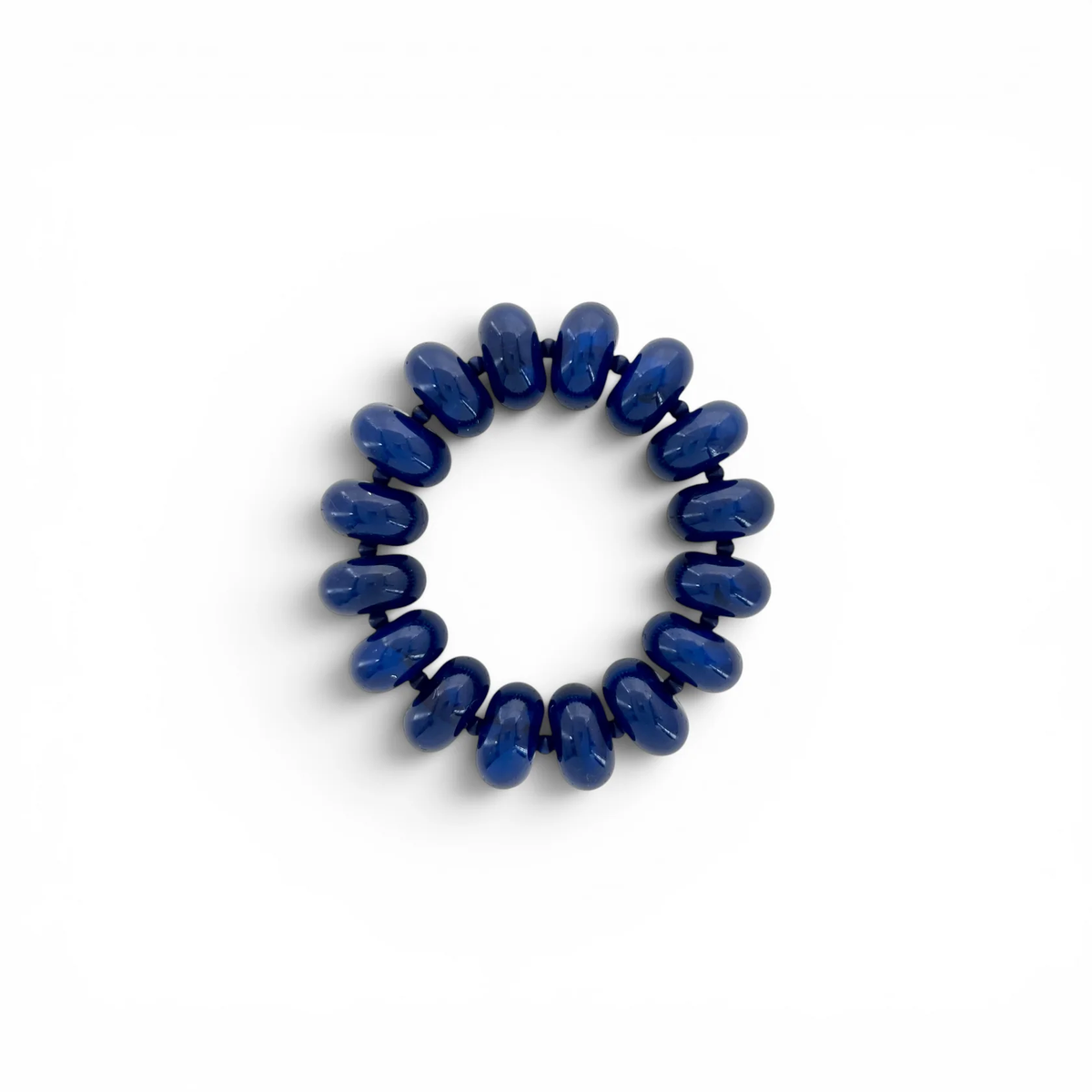 Navy blue rondelle beaded stretch bracelet