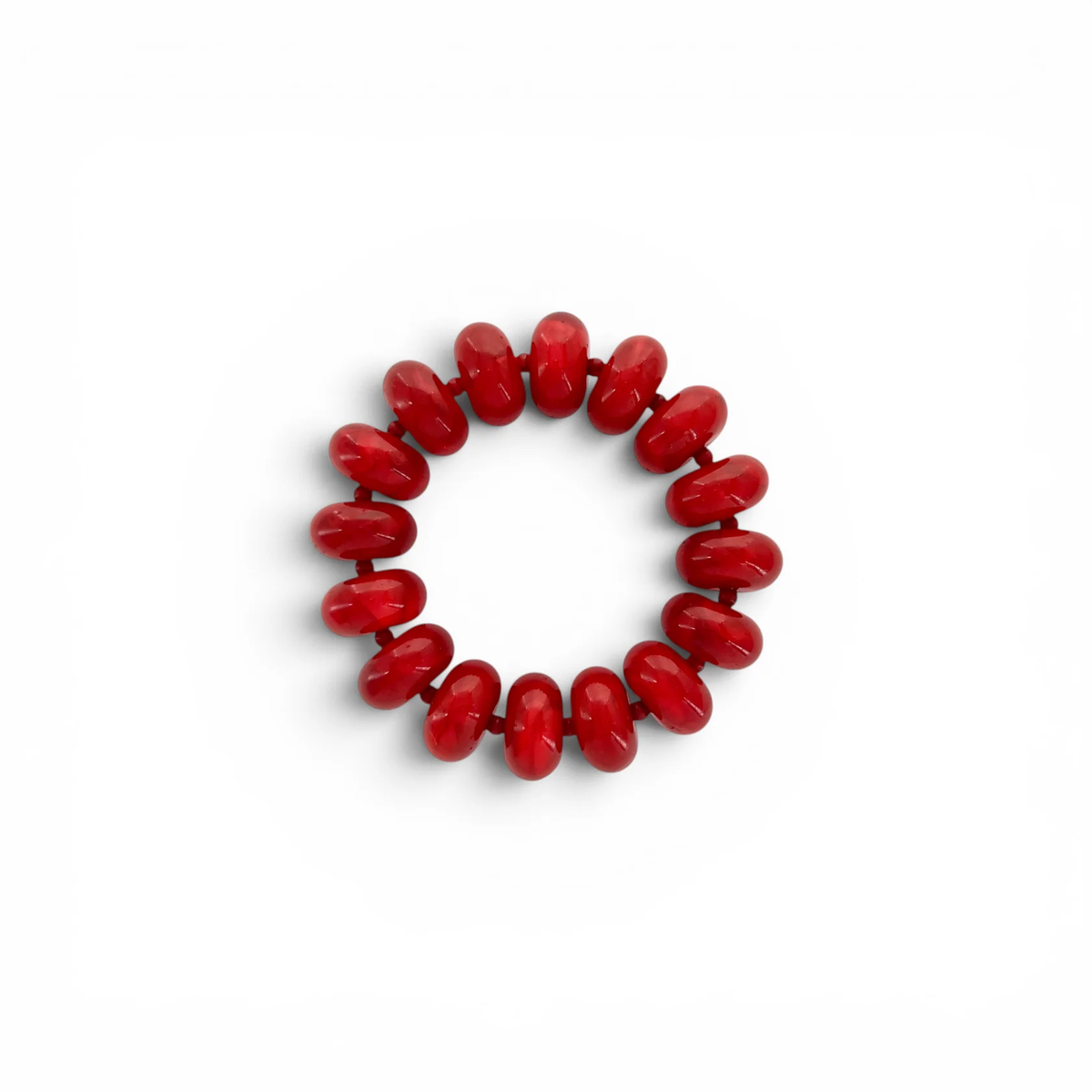 Red rondelle beaded stretch bracelet
