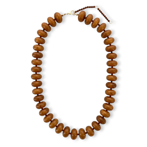 Caramel brown resin beaded necklace