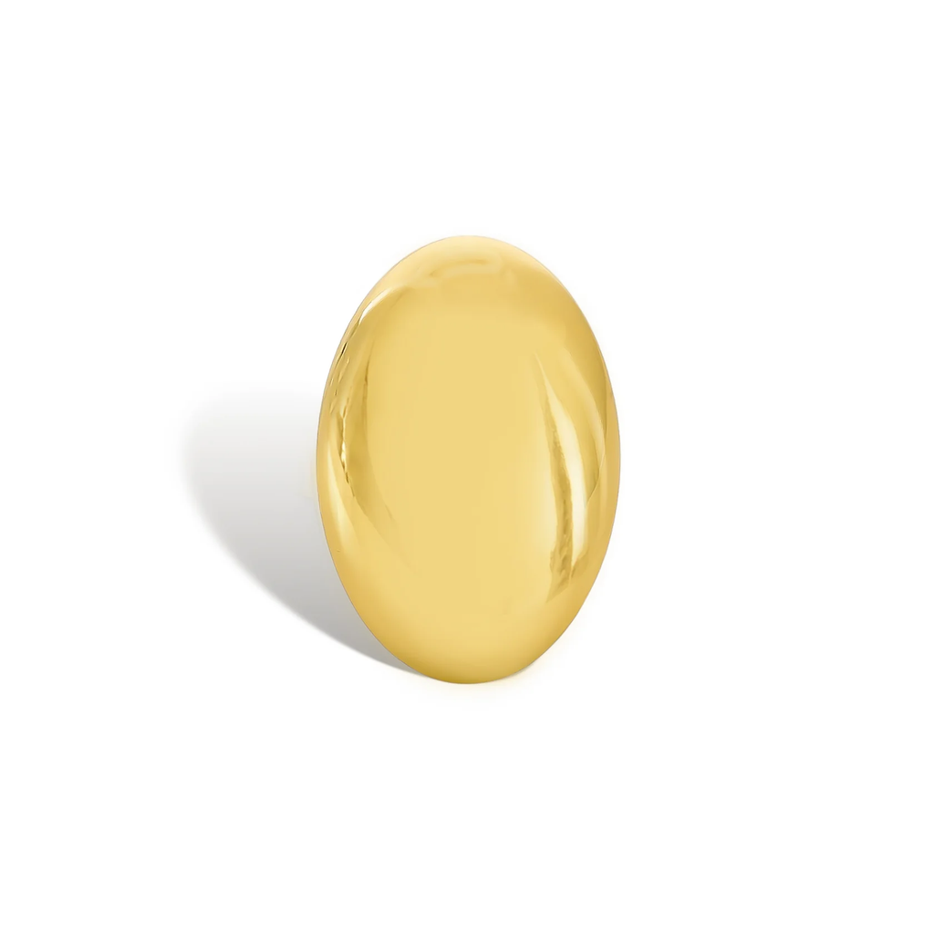 Large oval gold-tone ring, front view