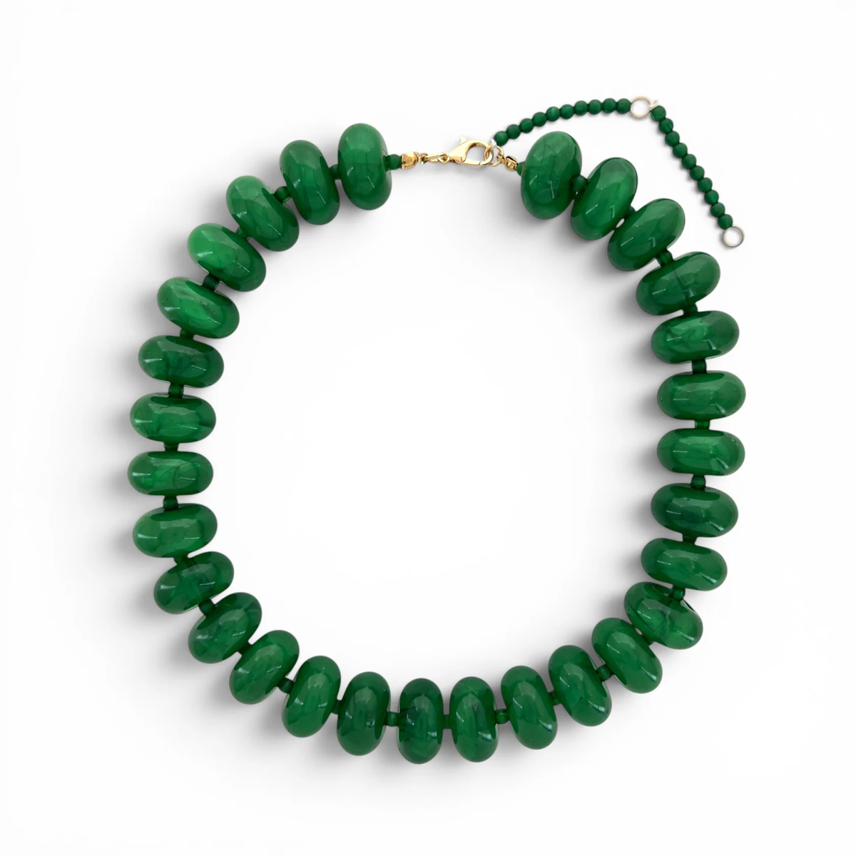 Evergreen resin beaded necklace