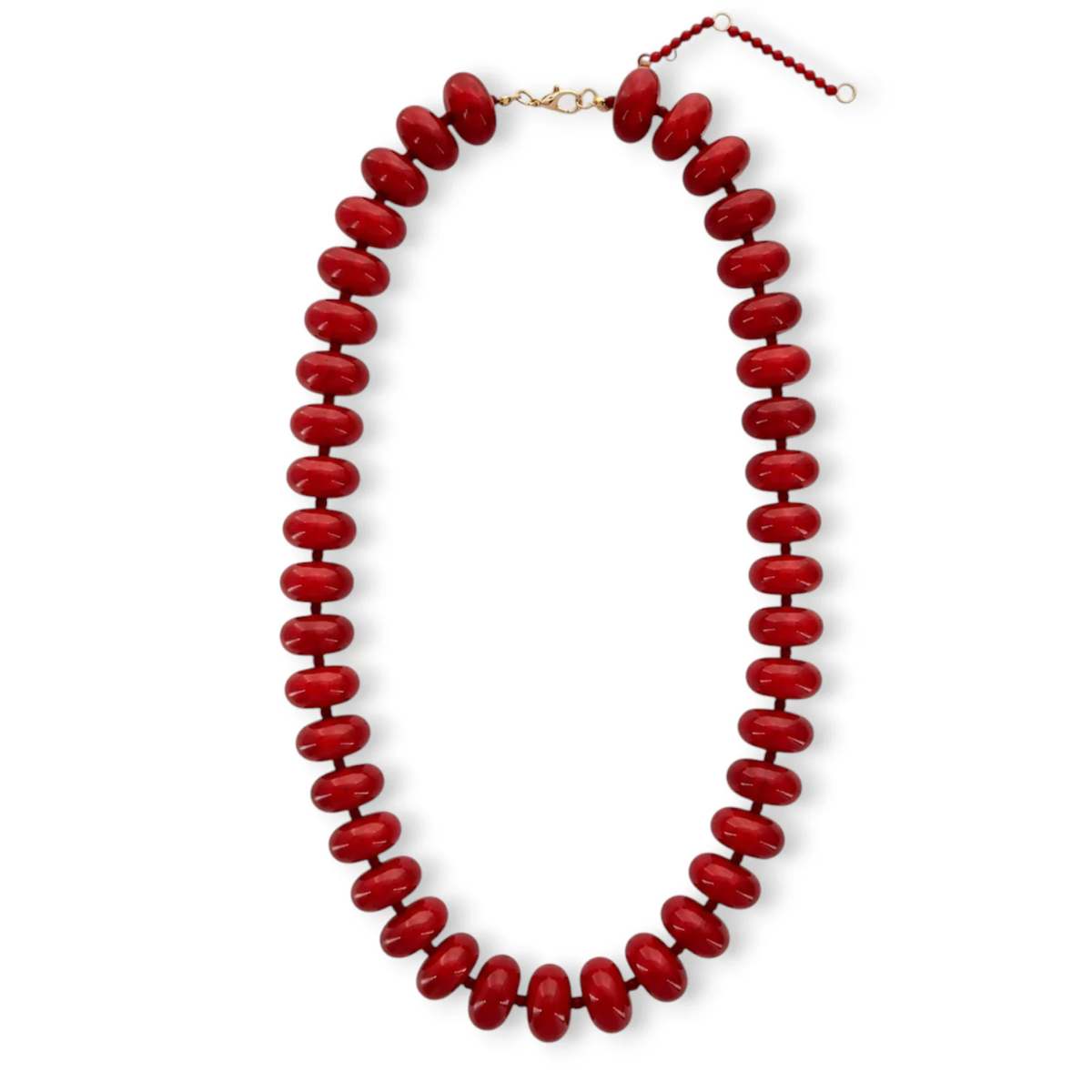 Candy red beaded long necklace
