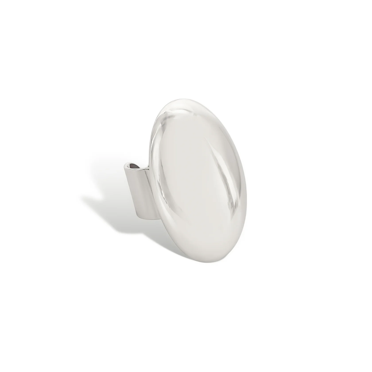 Large oval silver-tone ring