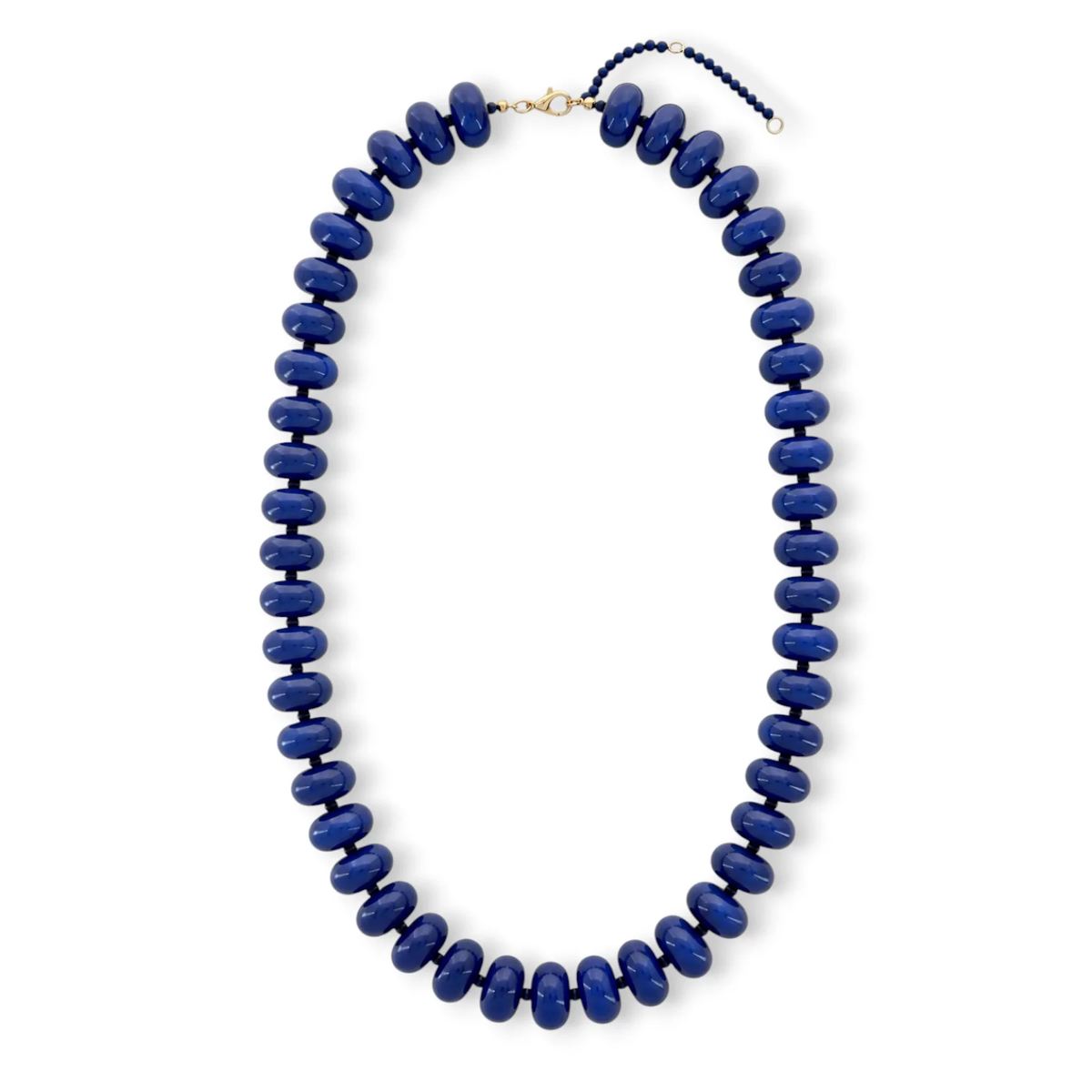 Candy navy beaded long necklace