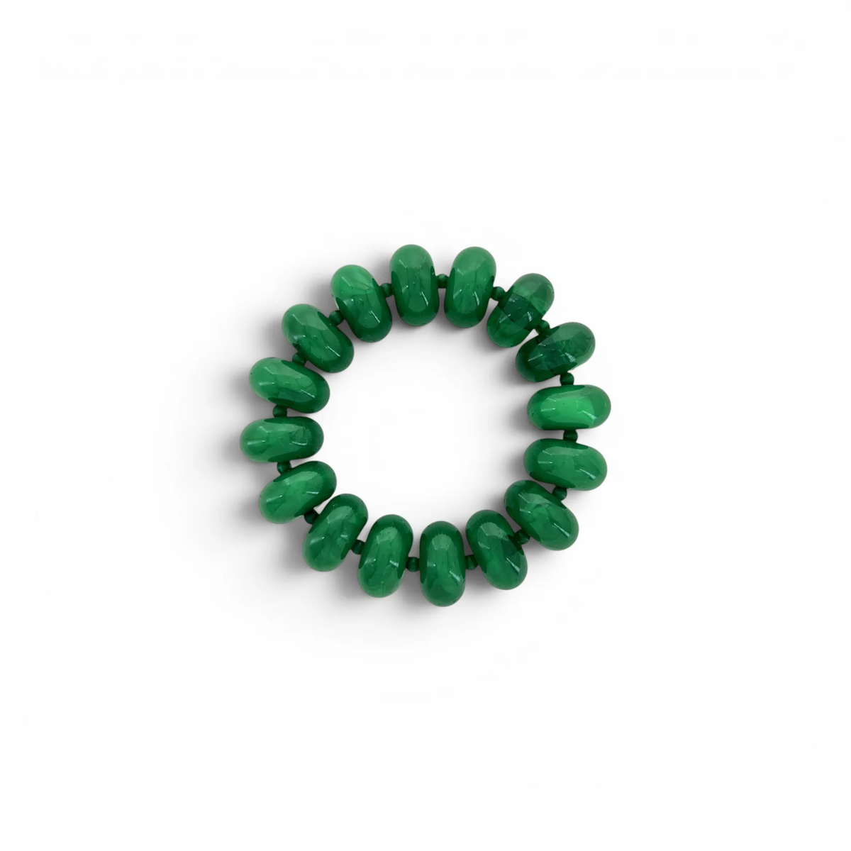 Green rondelle beaded stretch bracelet