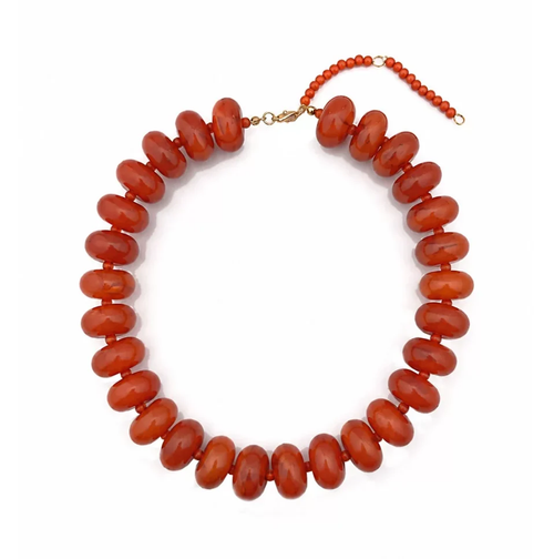 Autumn amber resin beaded necklace